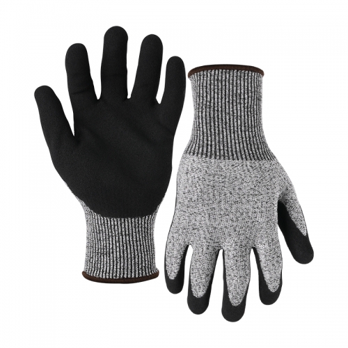 13G cut B/A2 latex sandy palm coated gloves-Glass Fibre