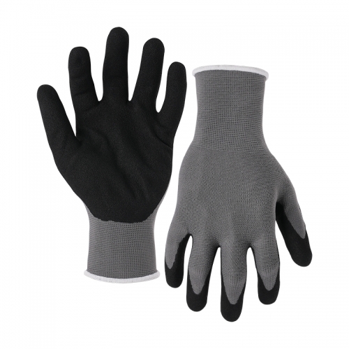 15G polyester/spandex shell nitrile sandy palm coated