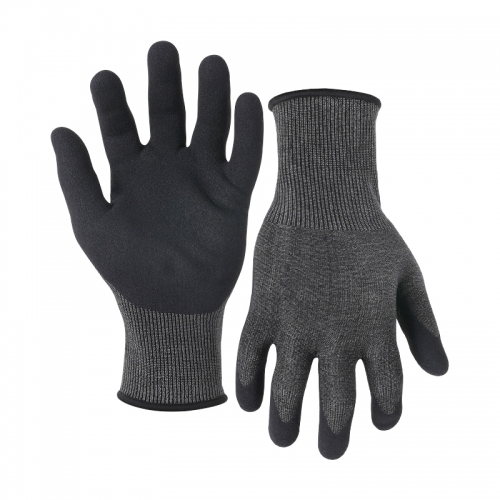 18G cut D/A4 nitrile sandy palm coated gloves-Steel/Glass Fibre