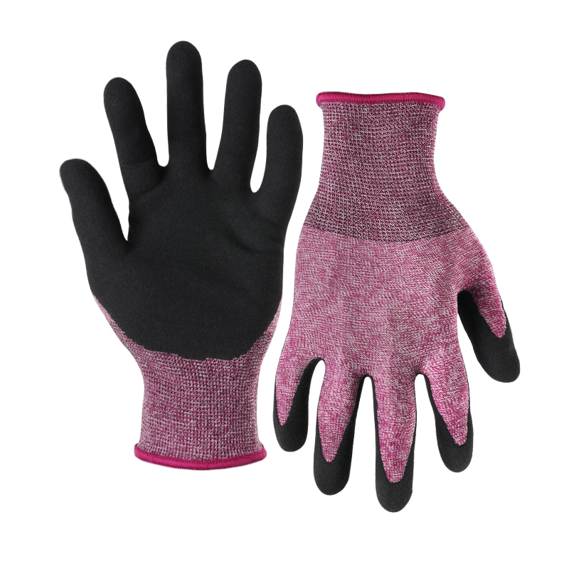 15G polyester shell latex sandy palm coated gloves