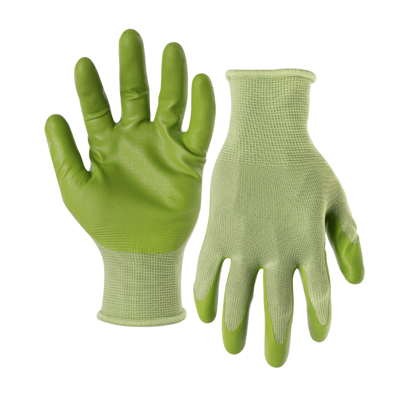 13G polyester shell nitrile fake foam palm coated gloves