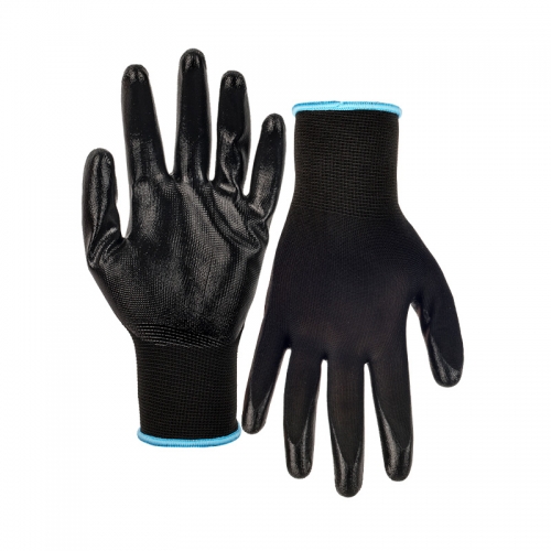 15G nylon shell nitrile smooth palm coated gloves
