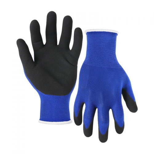 13G polyester shell latex sandy palm coated gloves