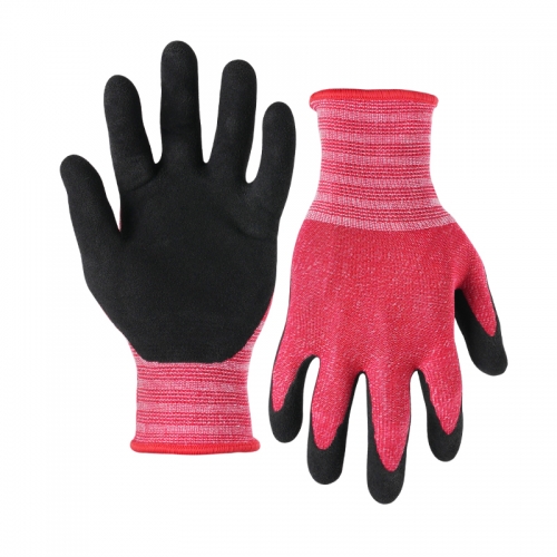 15G polyester shell latex sandy palm coated gloves