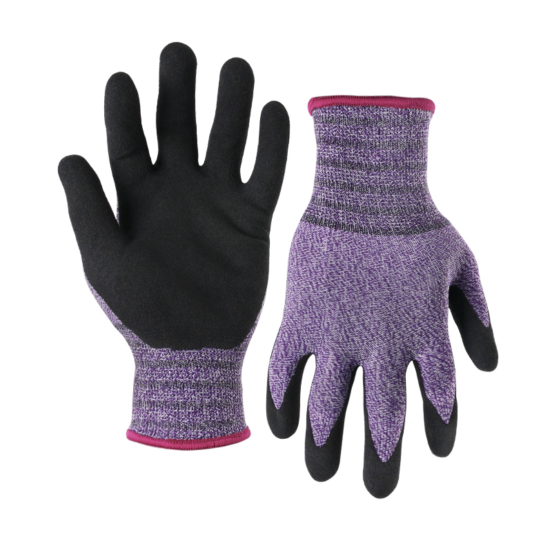15G polyester/spandex shell latex sandy palm coated gloves