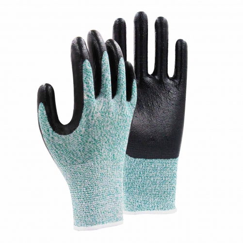 13G cut C/A3 nitrile smooth palm coated gloves-Glass Fibre