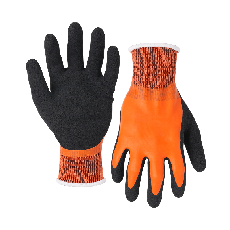 13G polyester shell latex sandy double coated gloves(fully/thumb)