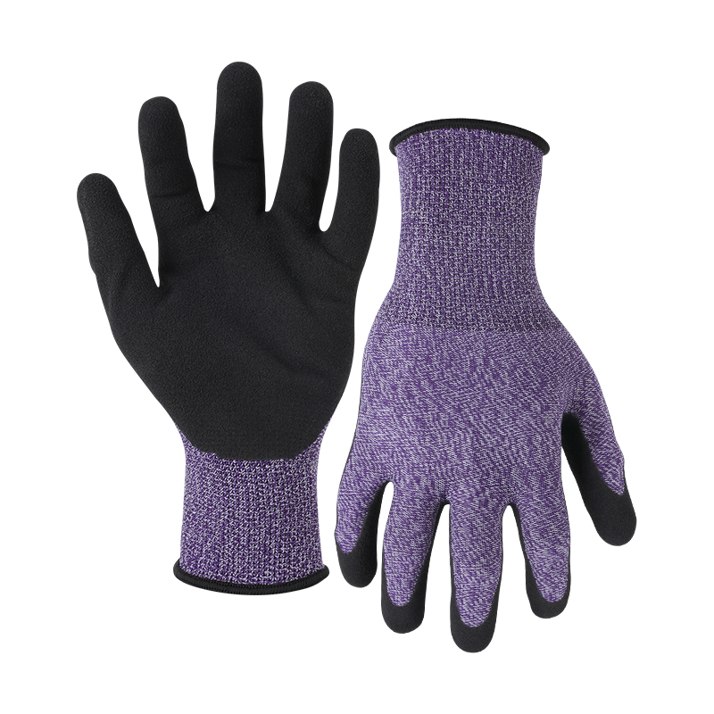 13G polyester shell latex sandy palm coated gloves