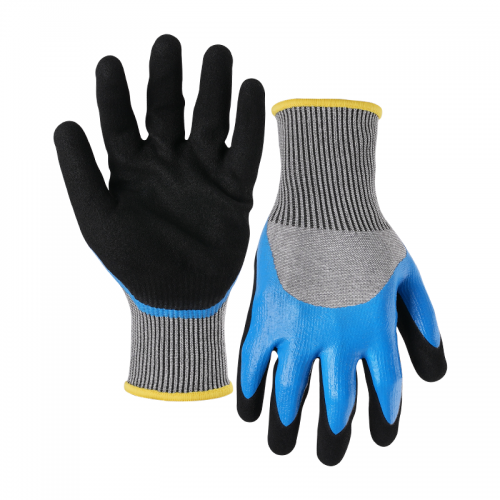 15G cut F/A6 nitrile sandy double coated gloves (Half /palm)-Steel/Glass Fibre