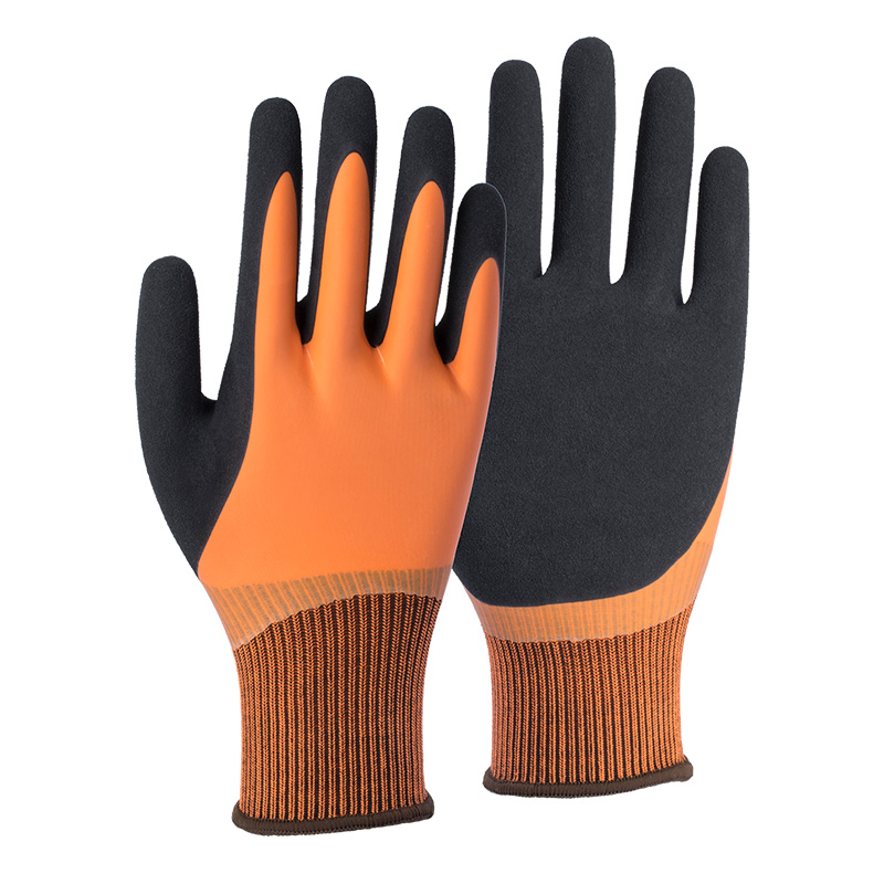 15G polyester shell latex sandy double coated gloves(fully/thumb)