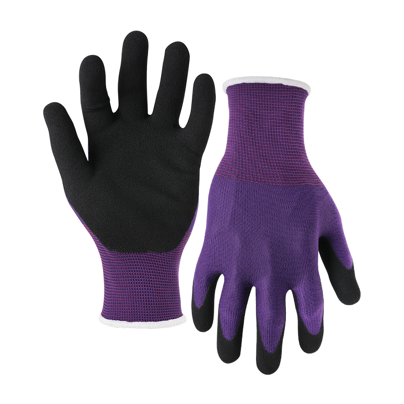 13G polyester shell latex sandy palm coated gloves