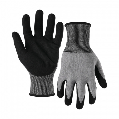 18G cut E/A5 nitrile sandy palm coated gloves-Steel
