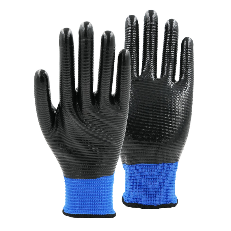 13G U3 polyester shell nitrile smooth fully coated gloves