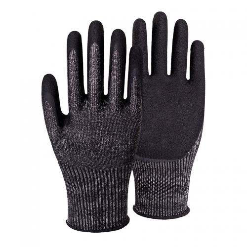 15G cut B/A2 nitrile sandy palm coated gloves-Glass Fibre