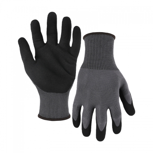 13G ANSI A7 nitrile sandy palm coated gloves-Steel/Glass Fibre