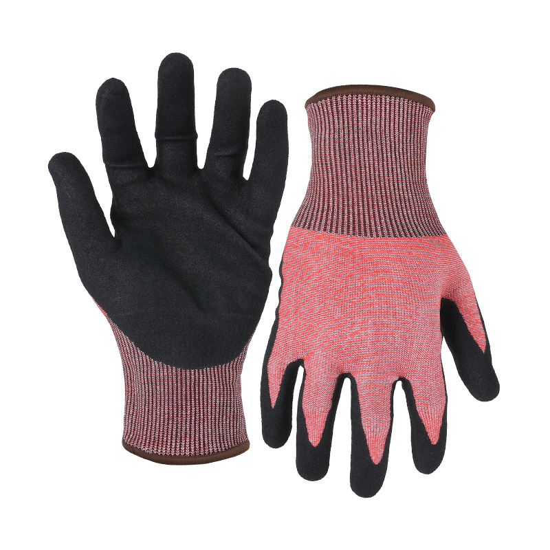 18G cut F/A6 nitrile sandy palm coated gloves -Steel