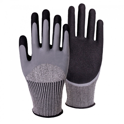 15G cut D/A4 nitrile sandy double coated gloves(half/palm)
