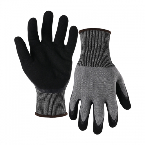 13G cut F/A6 nitrile sandy double palm coated gloves-Steel