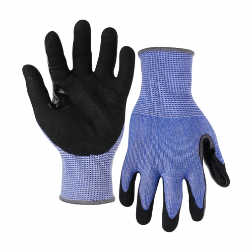 13G cut F/A6 nitrile sandy palm coated gloves-Steel