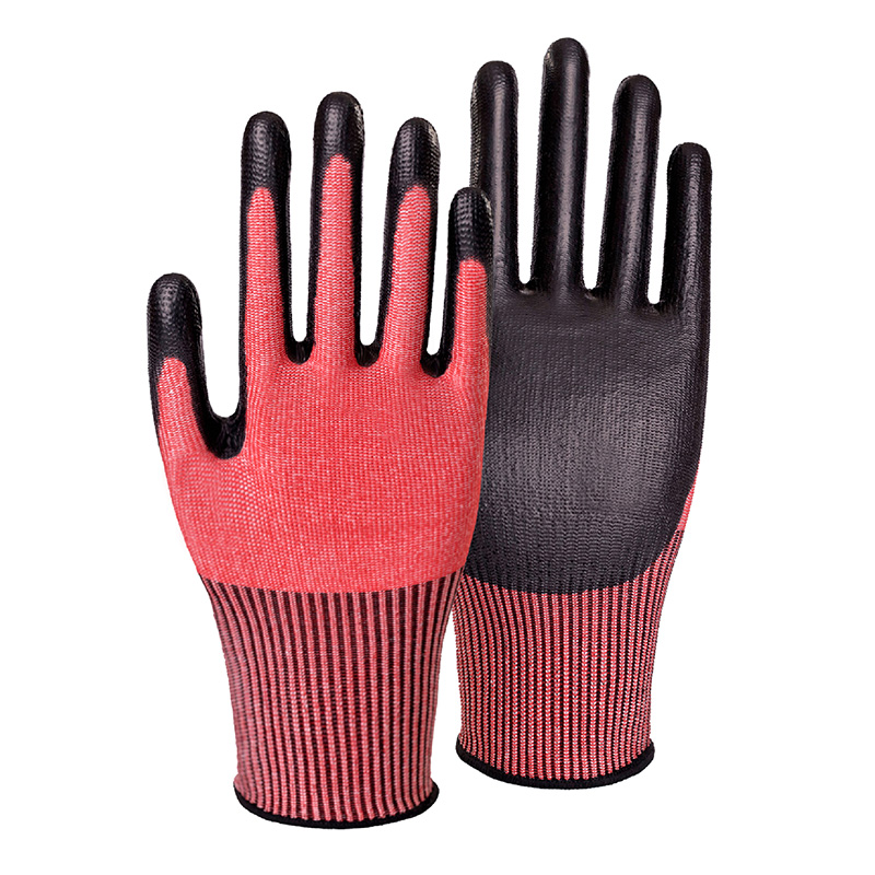 13G cut F/A6 PU palm coated gloves-Steel