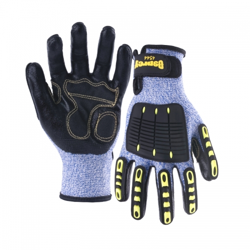 13G cut D/A4 nitrile sandy palm coated gloves with sewing TPR-Glass Fibre